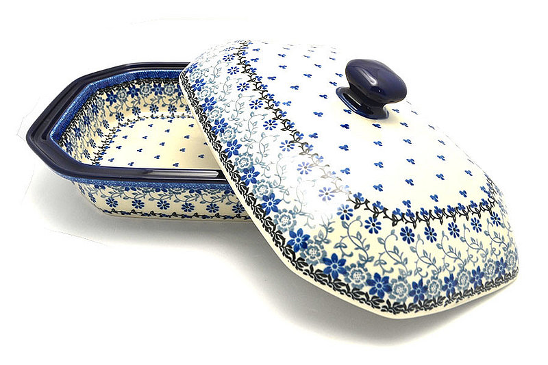 Ceramika Artystyczna Polish Pottery Baker - Rectangular Covered - Large - Silver Lace 665-2158a (Ceramika Artystyczna)