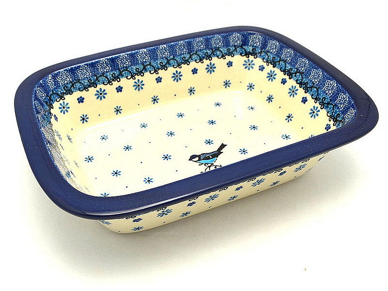 Ceramika Artystyczna Polish Pottery Baker - Rectangular with Grip Lip - Bluebird 162-2529a (Ceramika Artystyczna)