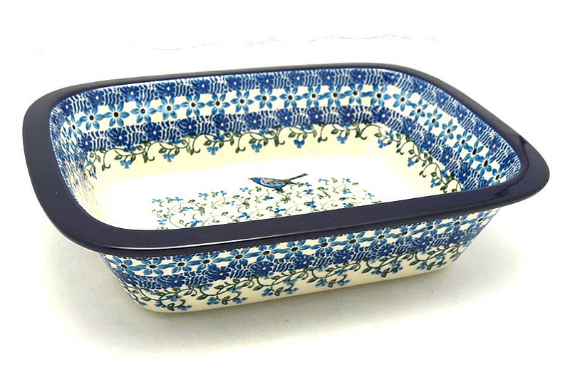 Ceramika Artystyczna Polish Pottery Baker - Rectangular with Grip Lip - Song Bird 162-1932a (Ceramika Artystyczna)