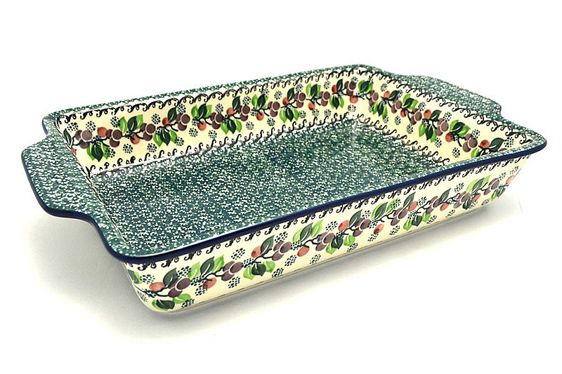 Polish Pottery Baker Rectangular with Tab Handles 12 cups Burgundy