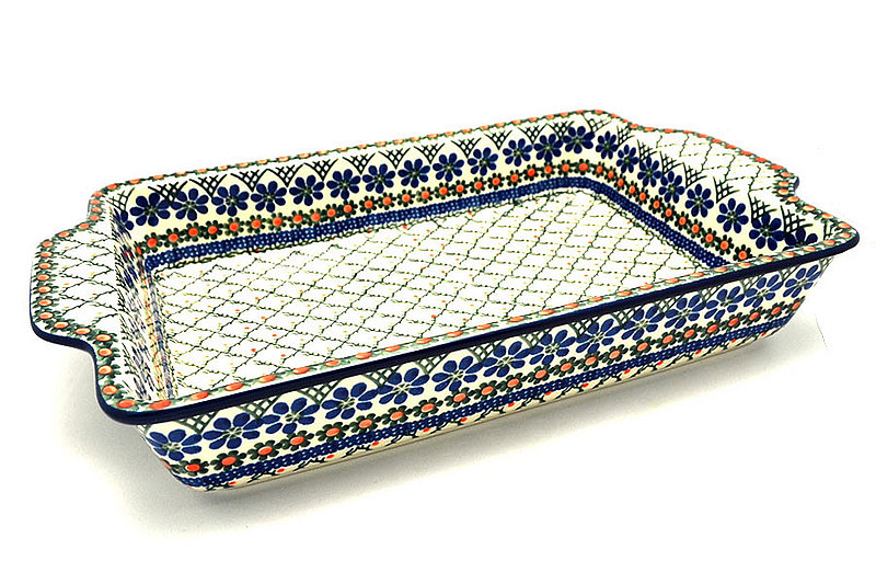 Ceramika Artystyczna Polish Pottery Baker - Rectangular with Tab Handles - 12 cups - Primrose A56-854a (Ceramika Artystyczna)