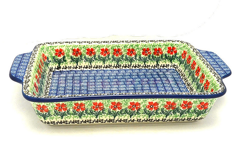 Ceramika Artystyczna Polish Pottery Baker - Rectangular with Tab Handles - 5 cups - Maraschino A39-1916a (Ceramika Artystyczna)