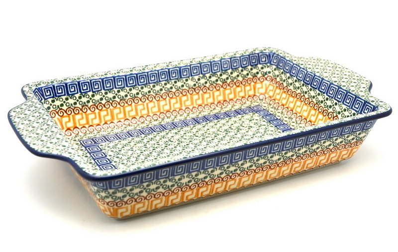 Ceramika Artystyczna Polish Pottery Baker - Rectangular with Tab Handles - 7 cups - Autumn A59-050a (Ceramika Artystyczna)