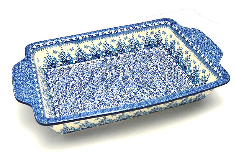 Ceramika Artystyczna Polish Pottery Baker - Rectangular with Tab Handles - 7 cups - Blue Sage A59-3277a (Ceramika Artystyczna)