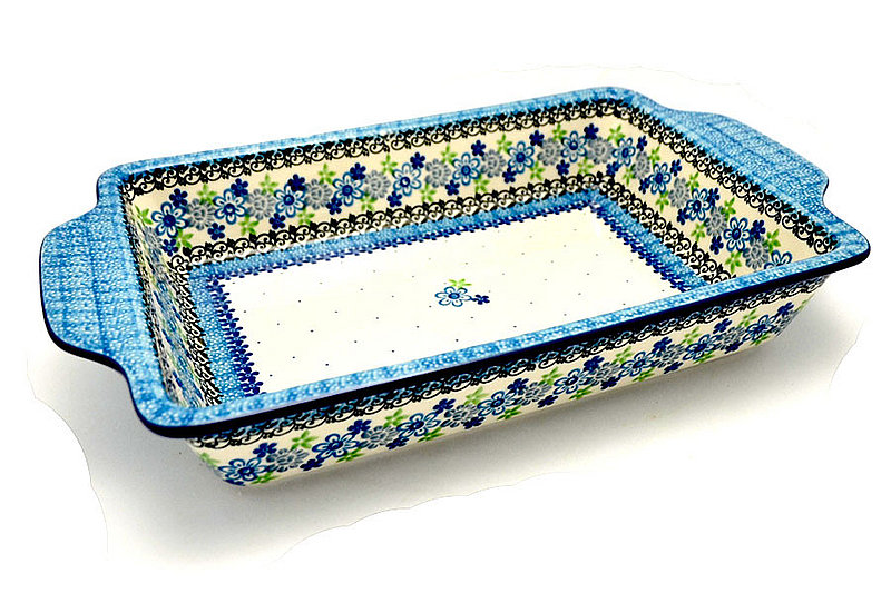 Polish Pottery Baker - Rectangular with Tab Handles - 7 cups - Flower Works