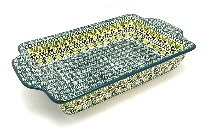 Ceramika Artystyczna Polish Pottery Baker - Rectangular with Tab Handles - 7 cups - Mint Chip A59-2195q (Ceramika Artystyczna)