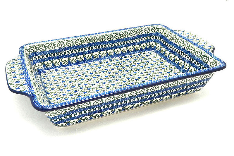 Ceramika Artystyczna Polish Pottery Baker - Rectangular with Tab Handles - 7 cups - Tulip Trellis A59-0585a (Ceramika Artystyczna)