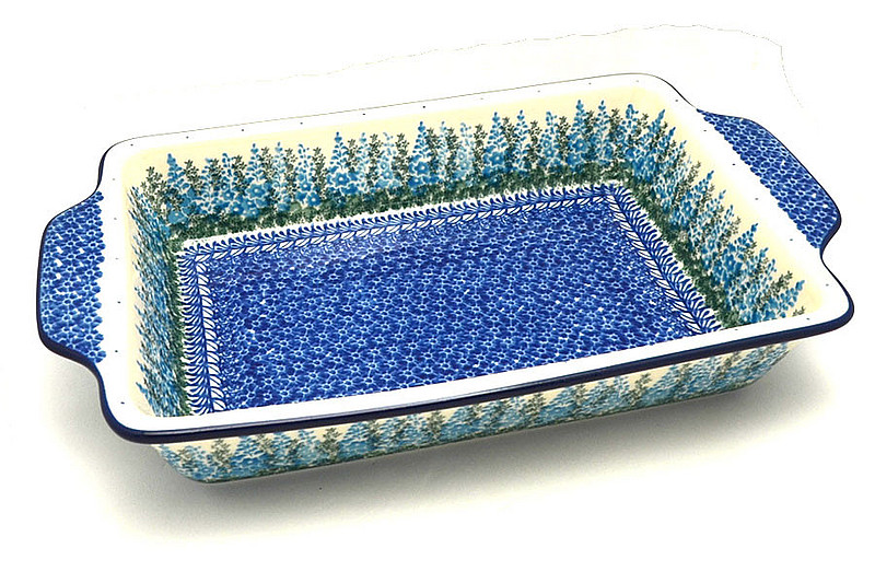 Ceramika Artystyczna Polish Pottery Baker - Rectangular with Tab Handles - 7 cups - Virginia Blue Bells A59-3279a (Ceramika Artystyczna)