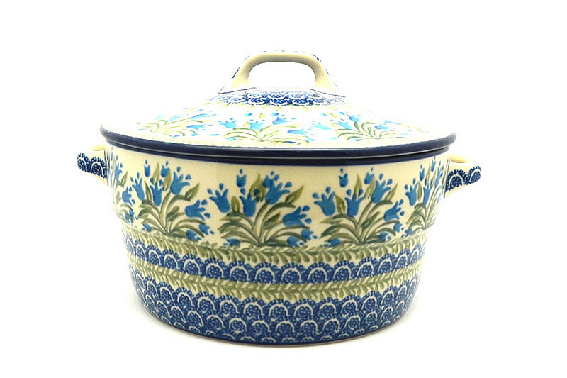Ceramika Artystyczna Polish Pottery Baker - Round Covered Casserole - Blue Bells 278-1432a (Ceramika Artystyczna)