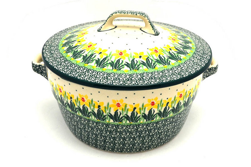 Polish Pottery Baker - Round Covered Casserole - Daffodil