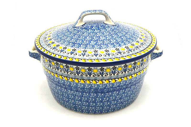 Ceramika Artystyczna Polish Pottery Baker - Round Covered Casserole - Daisy Maize 278-2178a (Ceramika Artystyczna)
