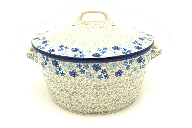 Polish Pottery Baker - Round Covered Casserole - Sea Blossom