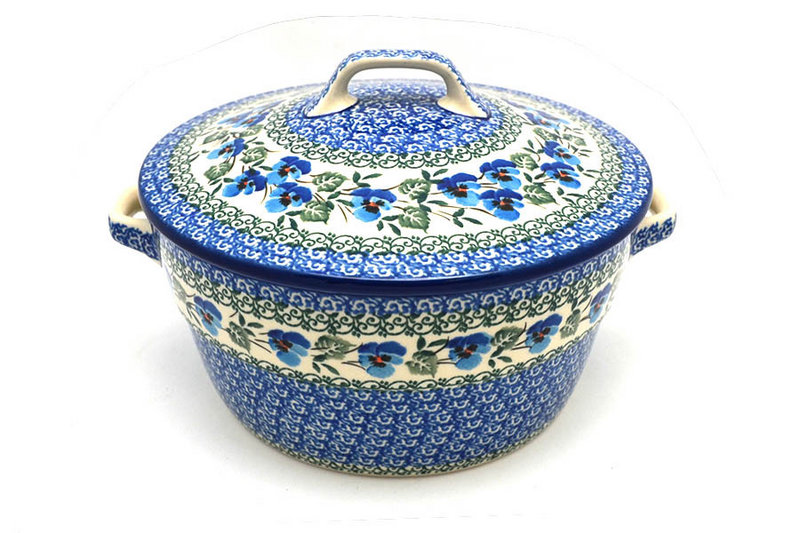 Ceramika Artystyczna Polish Pottery Baker - Round Covered Casserole - Winter Viola 278-2273a (Ceramika Artystyczna)