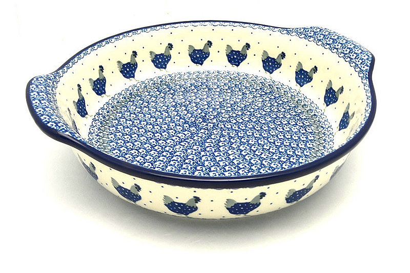 Ceramika Artystyczna Polish Pottery Baker - Round with Grips - Large - Blue Hen 417-2597a (Ceramika Artystyczna)