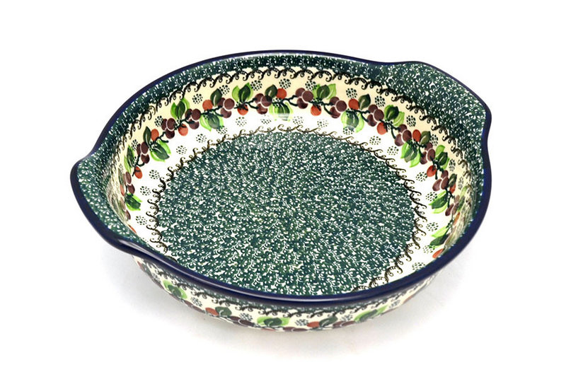 Ceramika Artystyczna Polish Pottery Baker - Round with Grips - Large - Burgundy Berry Green 417-1415a (Ceramika Artystyczna)