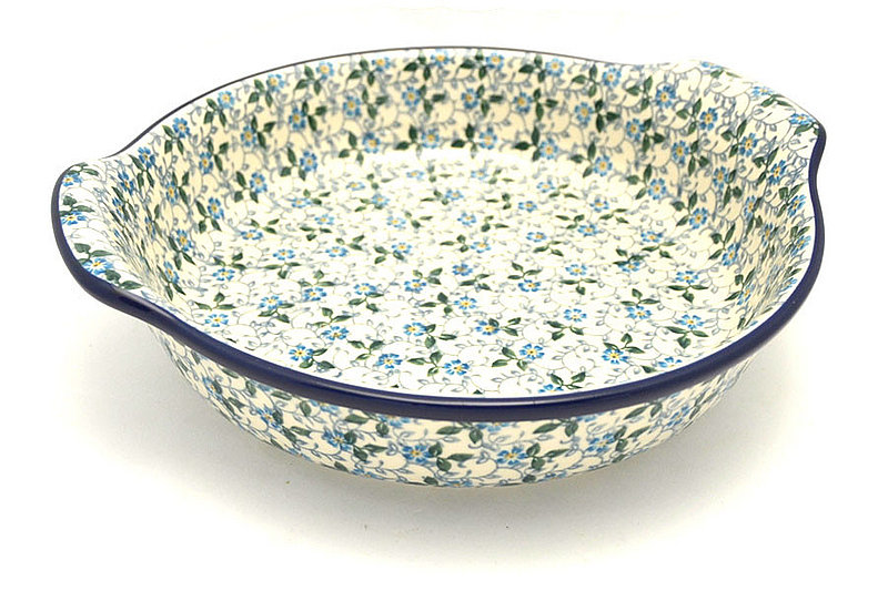 Polish Pottery Baker - Round with Grips - Large - Forget-Me-Knot