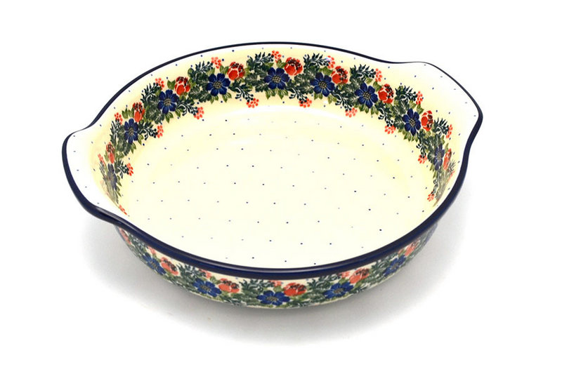 Polish Pottery Baker - Round with Grips - Large - Garden Party