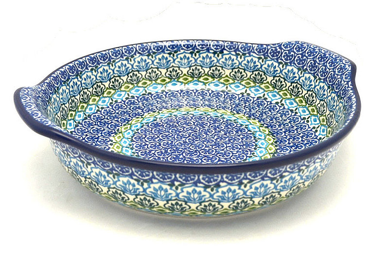 Ceramika Artystyczna Polish Pottery Baker - Round with Grips - Large - Tranquil Tide 417-1859a (Ceramika Artystyczna)