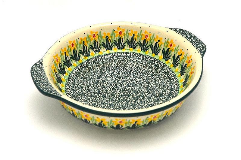 Ceramika Artystyczna Polish Pottery Baker - Round with Grips - Medium - Daffodil 141-2122q (Ceramika Artystyczna)