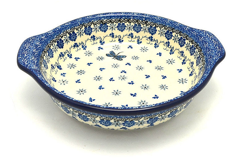 Polish Pottery Baker - Round with Grips - Medium - Dragonfly