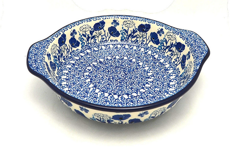 Ceramika Artystyczna Polish Pottery Baker - Round with Grips - Medium - Evening Poppies 141-2902a (Ceramika Artystyczna)