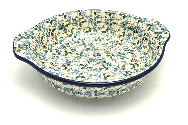 Polish Pottery Baker - Round with Grips - Medium - Forget-Me-Knot