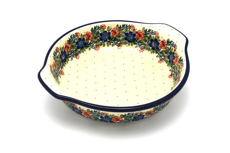 Polish Pottery Baker - Round with Grips - Medium - Garden Party