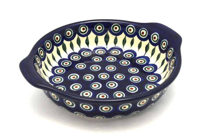 Ceramika Artystyczna Polish Pottery Baker - Round with Grips - Medium - Peacock 141-054a (Ceramika Artystyczna)