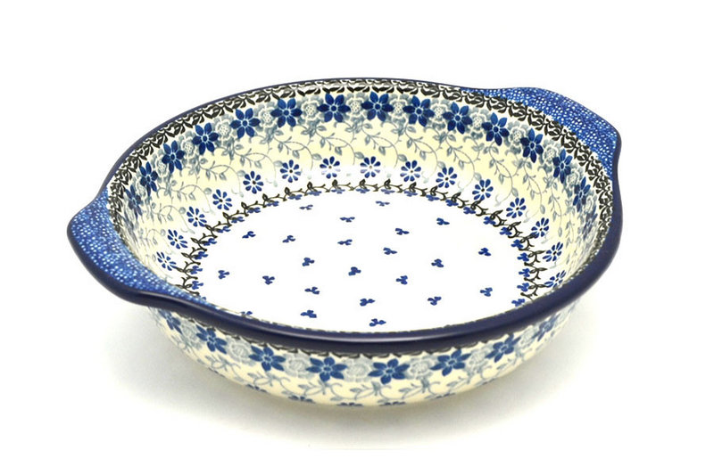 Polish Pottery Baker - Round with Grips - Medium - Silver Lace