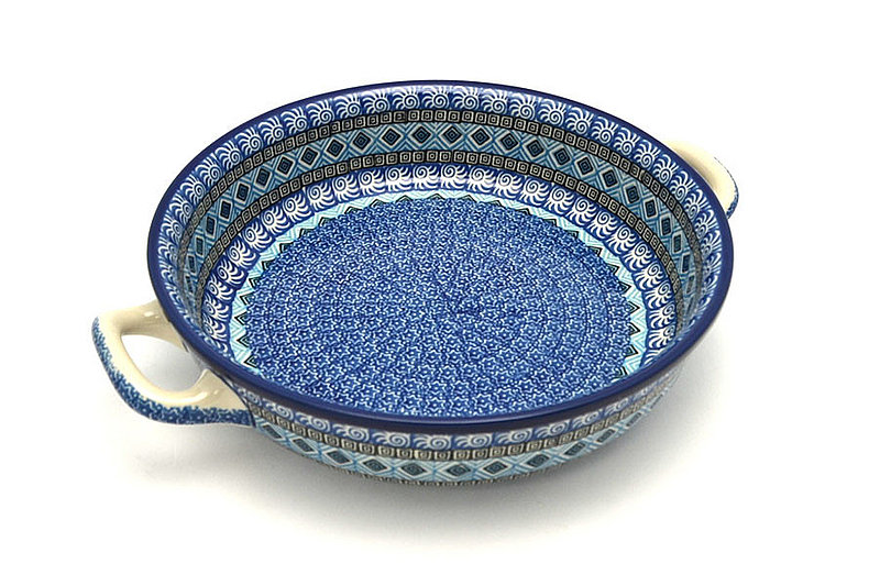 Polish Pottery Baker - Round with Handles - 10" - Aztec Sky