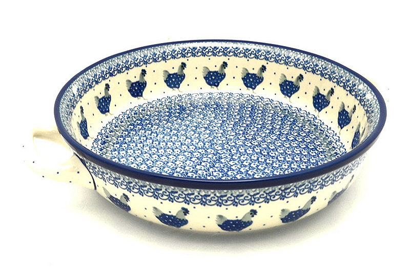 Ceramika Artystyczna Polish Pottery Baker - Round with Handles - 10" - Blue Hen 420-2597a (Ceramika Artystyczna)