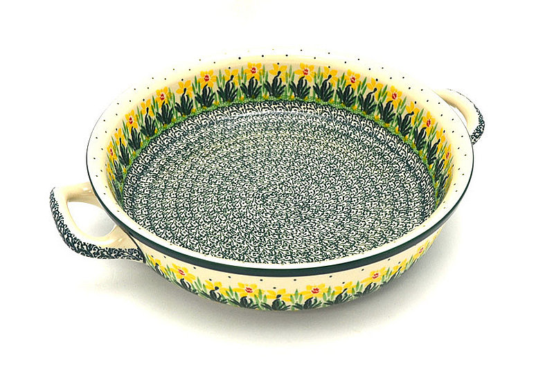 Ceramika Artystyczna Polish Pottery Baker - Round with Handles - 10" - Daffodil 420-2122q (Ceramika Artystyczna)