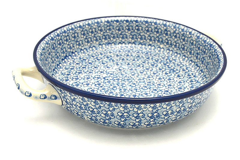 Ceramika Artystyczna Polish Pottery Baker - Round with Handles - 10" - Daisy Flurry 420-2176a (Ceramika Artystyczna)