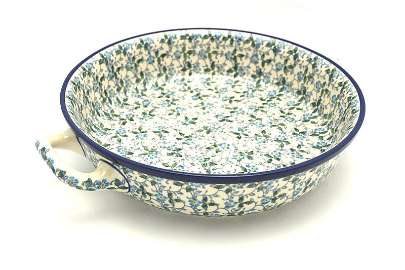 Polish Pottery Baker - Round with Handles - 10" - Forget-Me-Knot