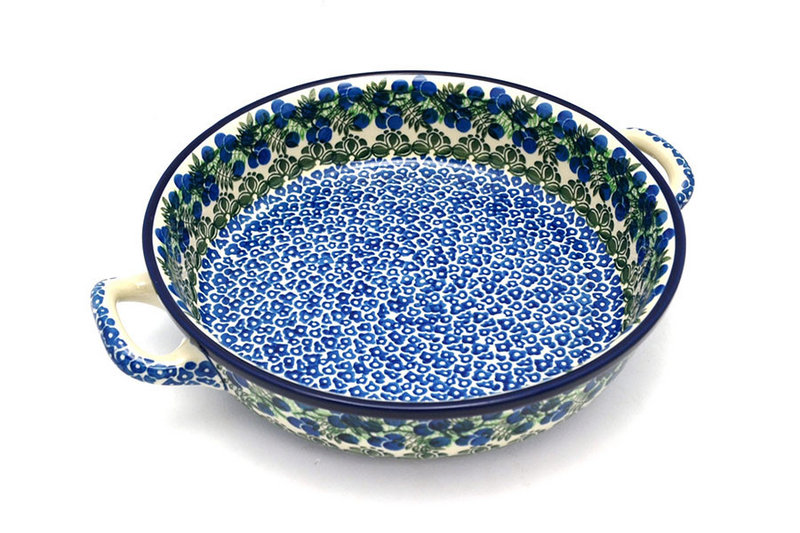 Polish Pottery Baker - Round with Handles - 10" - Huckleberry