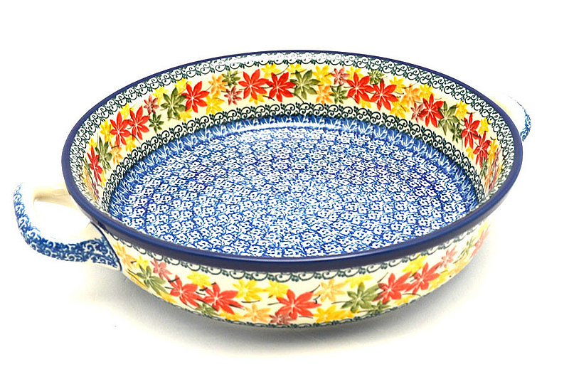 Ceramika Artystyczna Polish Pottery Baker - Round with Handles - 10" - Maple Harvest 420-2533a (Ceramika Artystyczna)