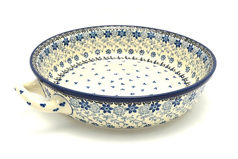Polish Pottery Baker - Round with Handles - 10" - Silver Lace