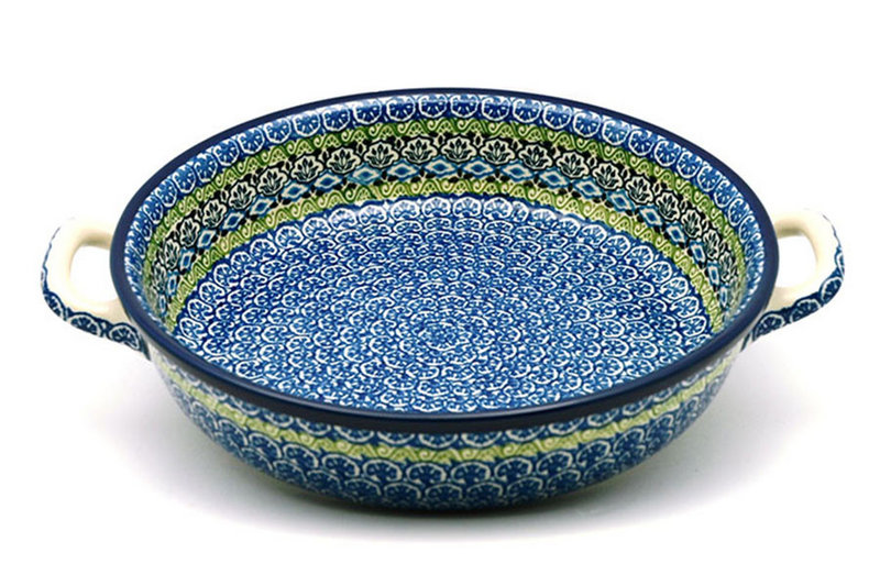 Ceramika Artystyczna Polish Pottery Baker - Round with Handles - 10" - Tranquility 420-1858a (Ceramika Artystyczna)