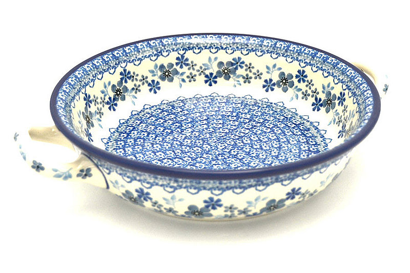 Polish Pottery Baker - Round with Handles -  8" - Blue Horizon