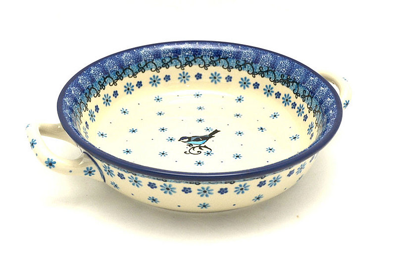 Ceramika Artystyczna Polish Pottery Baker - Round with Handles - 8" - Bluebird 419-2529a (Ceramika Artystyczna)
