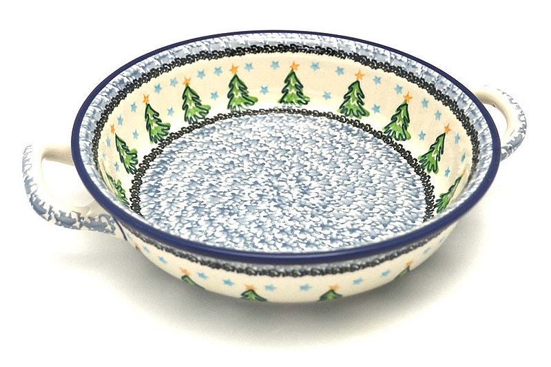 Ceramika Artystyczna Polish Pottery Baker - Round with Handles - 8" - Evergreens 419-1719a (Ceramika Artystyczna)