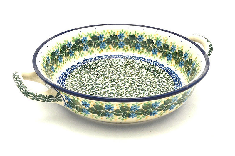 Polish Pottery Baker - Round with Handles -  8" - Ivy Trail