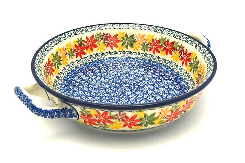 Polish Pottery Baker - Round with Handles -  8" - Maple Harvest