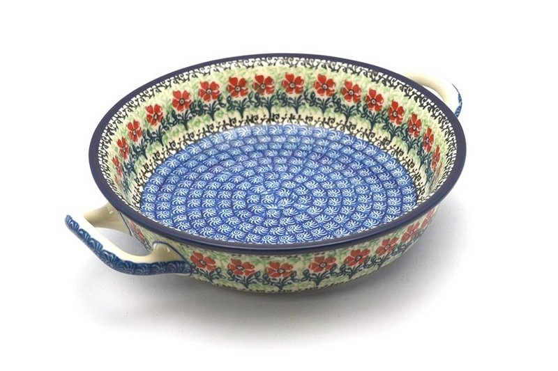 Ceramika Artystyczna Polish Pottery Baker - Round with Handles - 8" - Maraschino 419-1916a (Ceramika Artystyczna)