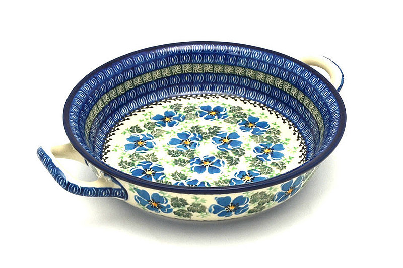 Polish Pottery Baker - Round with Handles -  8" - Morning Glory