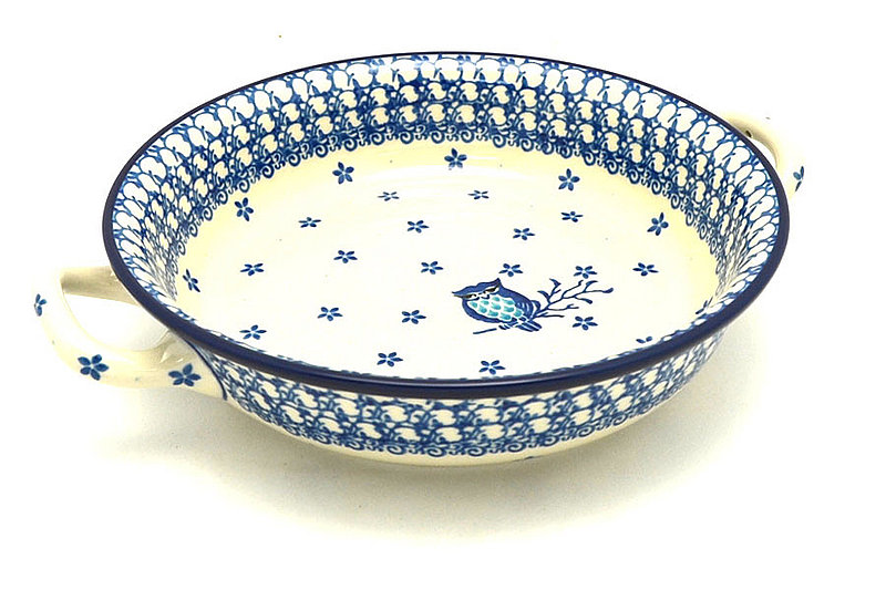 Ceramika Artystyczna Polish Pottery Baker - Round with Handles - 8" - Night Owl 419-2796a (Ceramika Artystyczna)