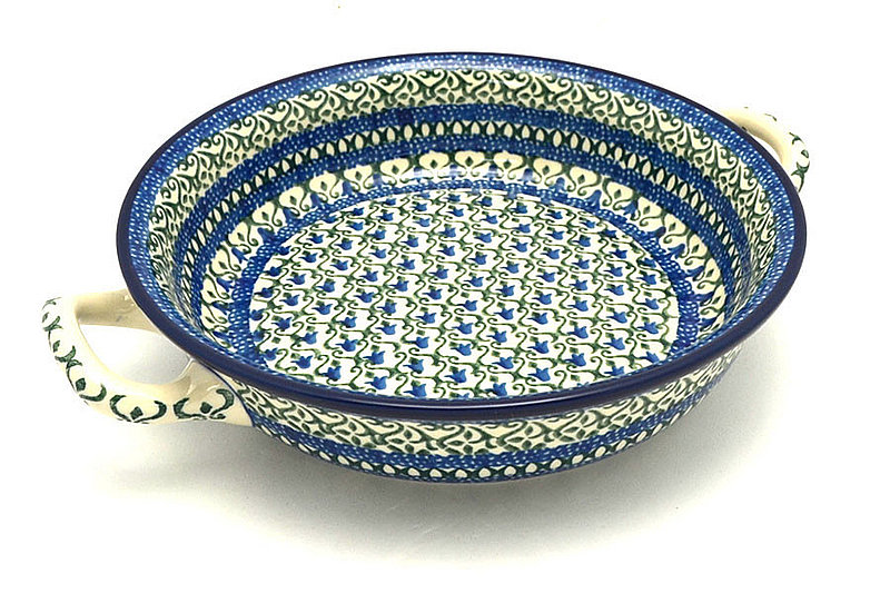 Ceramika Artystyczna Polish Pottery Baker - Round with Handles - 8" - Tulip Trellis 419-0585a (Ceramika Artystyczna)