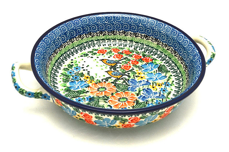 Ceramika Artystyczna Polish Pottery Baker - Round with Handles - 8" - Unikat Signature - U2517 419-U2517 (Ceramika Artystyczna)