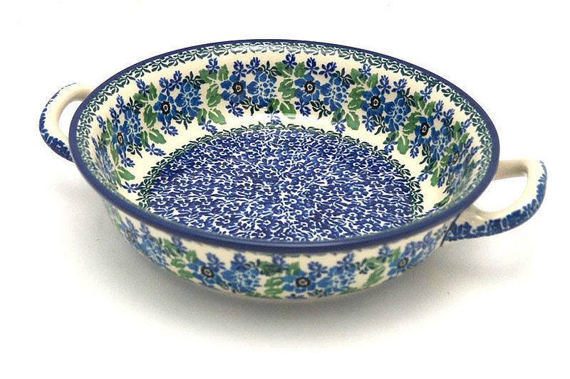Ceramika Artystyczna Polish Pottery Baker - Round with Handles - 8" - Wild Indigo 419-1865a (Ceramika Artystyczna)