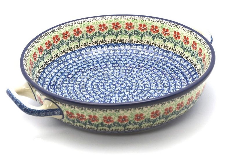 Ceramika Artystyczna Polish Pottery Baker - Round with Handles - Large - Maraschino 420-1916a (Ceramika Artystyczna)
